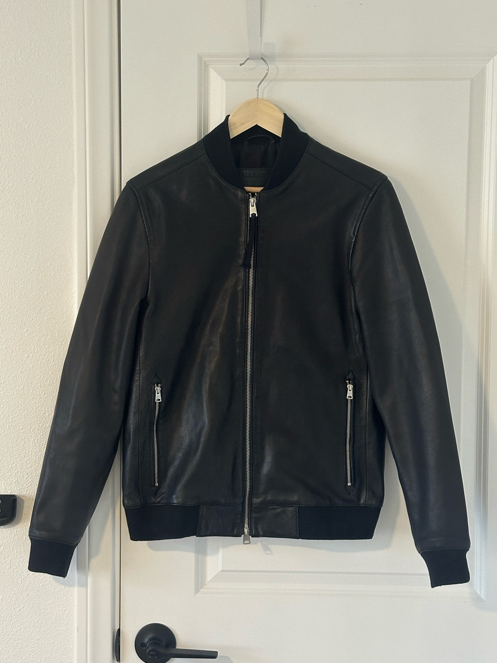 All Saints Classic Leather Niko Bomber Biker Jacket Mens (oversize women’s) NWOT
